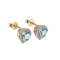 Zlaté náušnice s topásom a briliantmi KO507